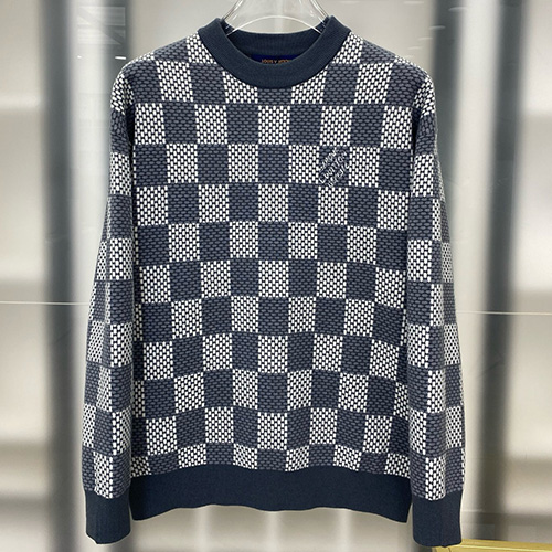 [홍콩명품.LOUIS VUITTON] 루이비통 25SS 로고 다미에 니트 스웨터 (그레이), BM24172, HH, 레플리카의류,미러급사이트