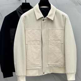 [홍콩명품.LOUIS VUITTON] 루이비통 25SS 로고 모노그램 레더 가죽 레이어드 카라 자켓 (2컬러), BM24208, HH, 레플리카의류,미러급사이트