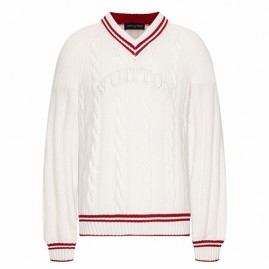 [홍콩명품.LOUIS VUITTON] 루이비통 25SS 로고 프레피 V넥 케이블 풀오버 1AIJYR (화이트), BM24257, KK, 레플리카의류,미러급사이트