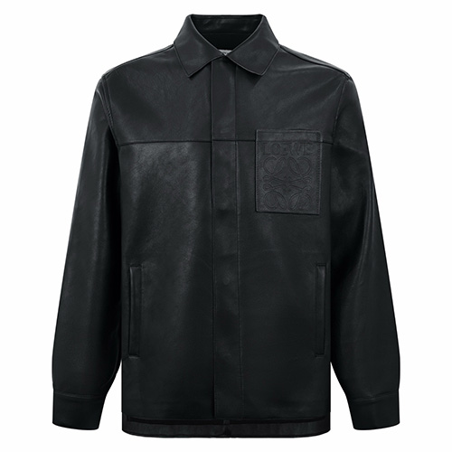 [가격문의][홍콩명품.LOEWE] 로에베 25SS 로고 Anagram 레더 가죽 카라 자켓 (블랙), BM24265, KK, 레플리카의류,미러급사이트