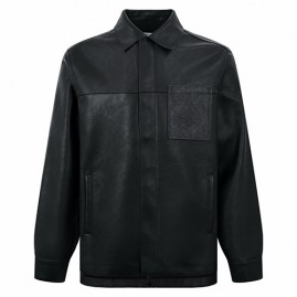 [홍콩명품.LOEWE] 로에베 25SS 로고 Anagram 레더 가죽 카라 자켓 (블랙), BM24265, KK, 레플리카의류,미러급사이트