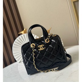 [홍콩명품.CHANEL] 샤넬 25SS 로고 퀄팅 레더 가죽 볼링백 핸드백 (블랙-금장), BGM5473, YF, 홍콩명품가방,명품쇼핑몰,크로스백,핸드백,구매대행