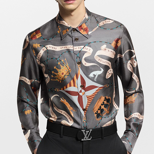 [홍콩명품.LOUIS VUITTON] 루이비통 25SS 로고 패턴 남방 실크셔츠 1AJCA8, BM24288, JL, 레플리카의류,미러급사이트
