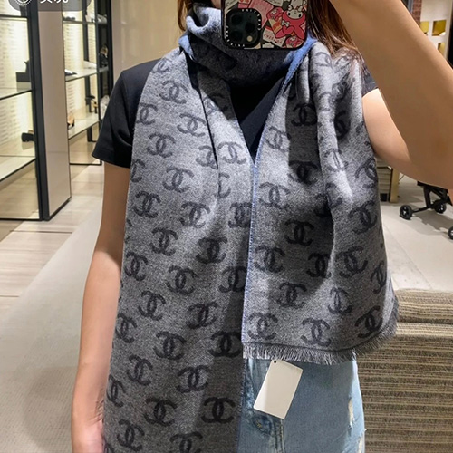 [홍콩명품.CHANEL] 샤넬 26SS 로고 패턴 35-185 캐시미어 스카프 머플러 (그레이), ET3280, JX, 홍콩명품의류,구매대행,온라인명품