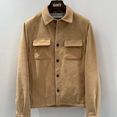 [홍콩명품.Loro Piana] 로로피아나 26SS 로고 레더 가죽 카라 자켓 (카라멜), BM24325, TOM, 레플리카의류,미러급사이트