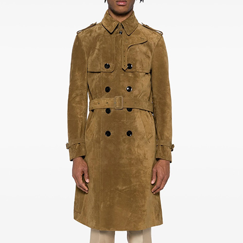 [홍콩명품.TOM FORD] 톰포드 26SS 로고 레더 가죽 트렌치 코트 자켓 (브라운), BM24331, TOM, 레플리카의류,미러급사이트