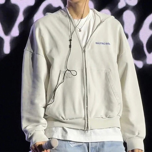 [홍콩명품.BALENCIAGA] 발렌시아가 26SS 로고 자수 빈티지 후드 집업 자켓 (화이트), BM24348, KK, 레플리카의류,미러급사이트